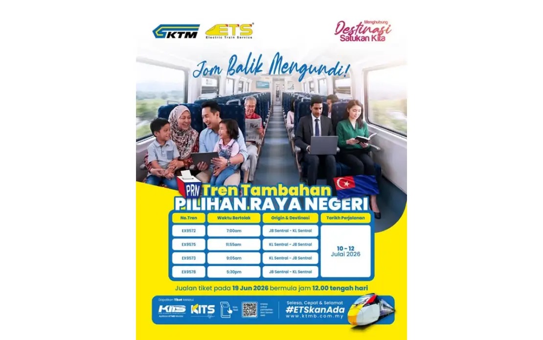 KTMB Bolsters ETS Capacity for Johor Election Voters Heading Home