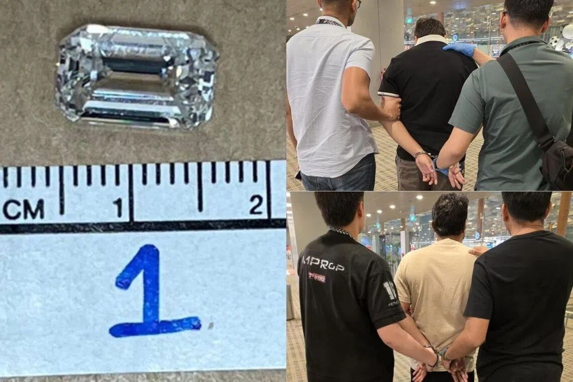 Two men nabbed at Changi Airport over S$235,000 diamond heist at Chinatown jewellery store