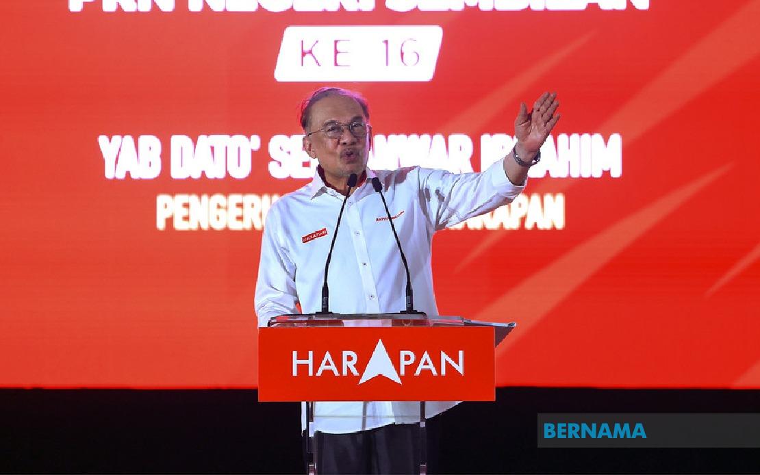 Anwar Urges Negeri Sembilan Voters to Sustain Pakatan Harapan's Development Agenda
