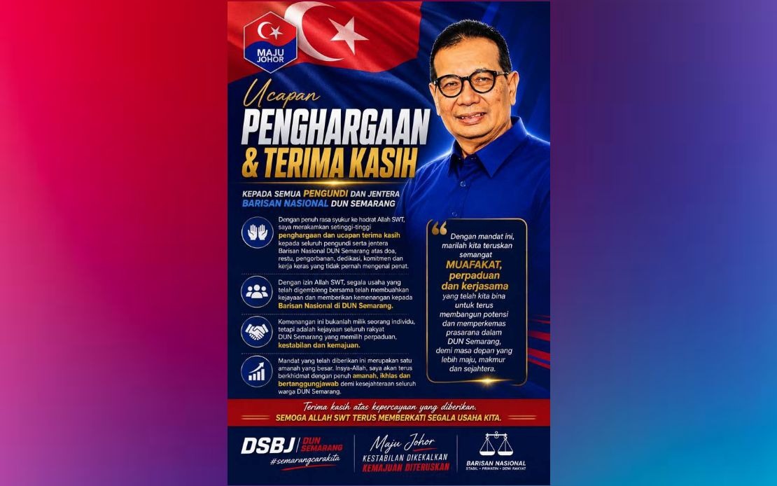 Samsolbari Jamali Secures Historic Sixth Consecutive Term in Semarang Amid Johor Landslide
