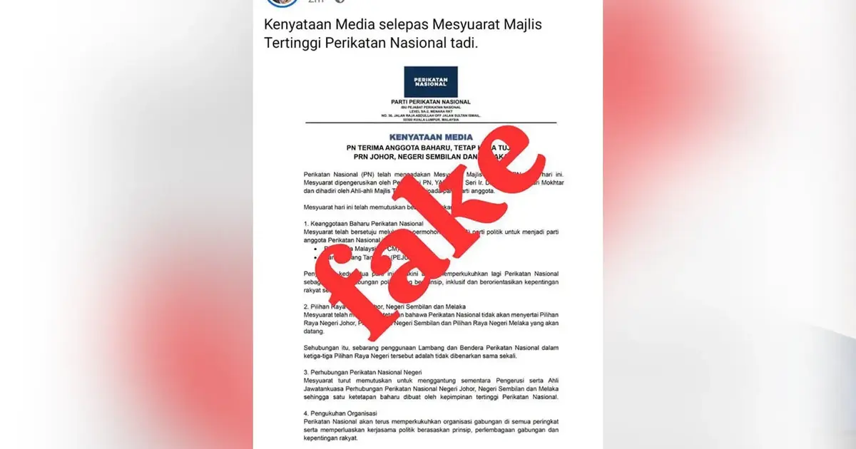 Perikatan Nasional denies false claims about boycotting three state elections