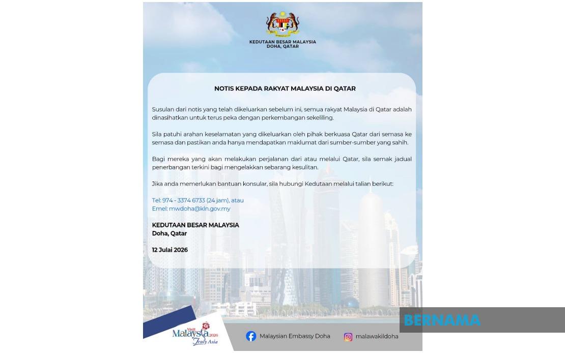 Malaysians in Qatar Urged to Heed Local Security Directives Amid US-Iran Escalation