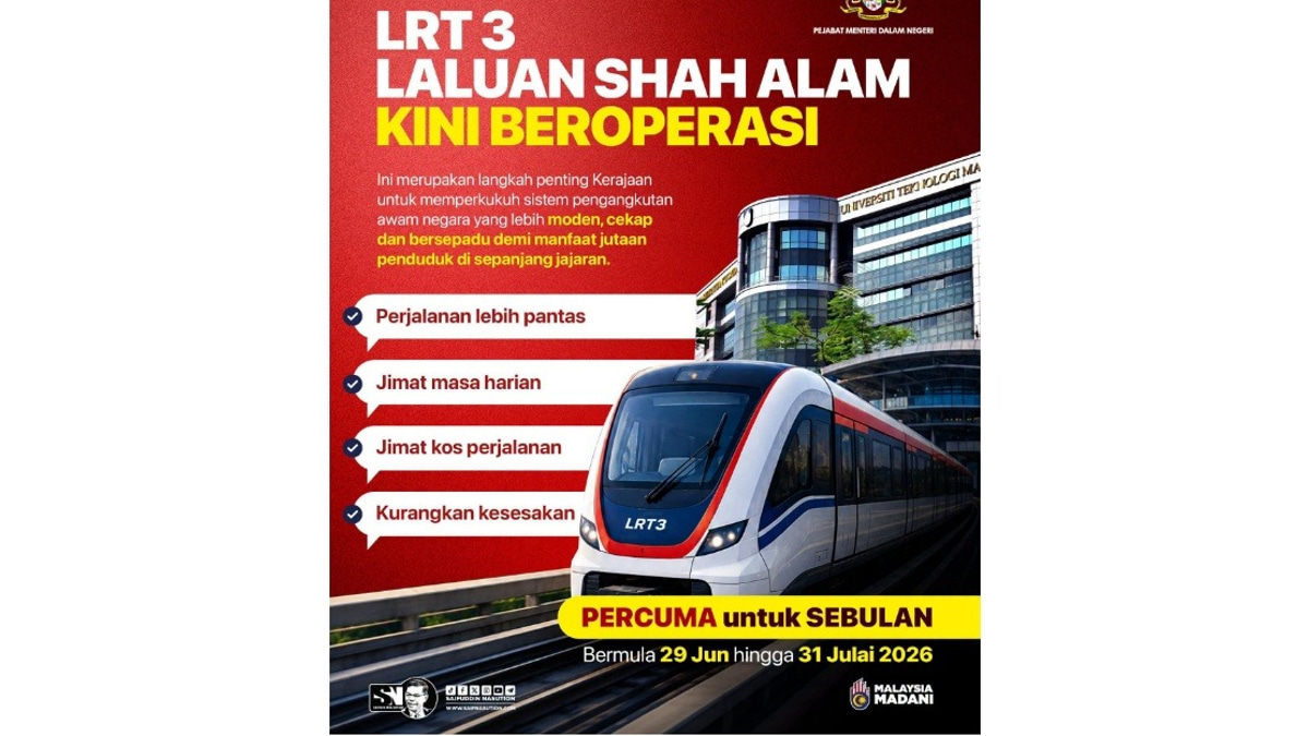 Shah Alam LRT3 Exemplifies MADANI Government's Public Transport Vision, Says Home Minister