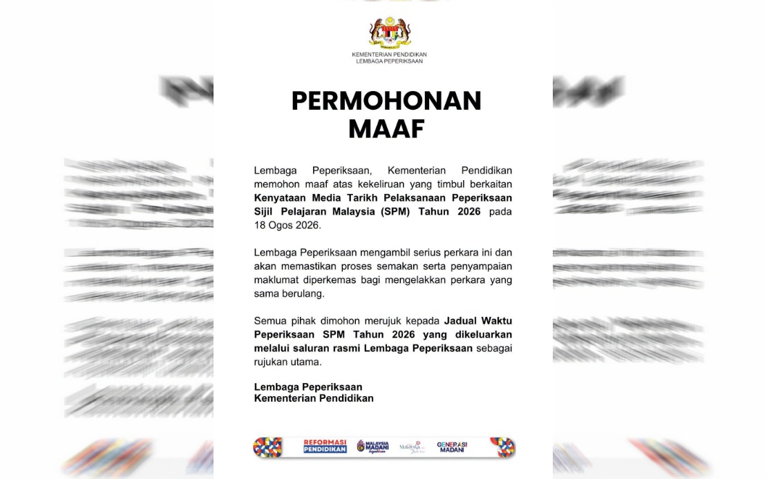 Education Ministry's Examination Board Clarifies SPM 2026 Schedule After Yesterday's Confusion