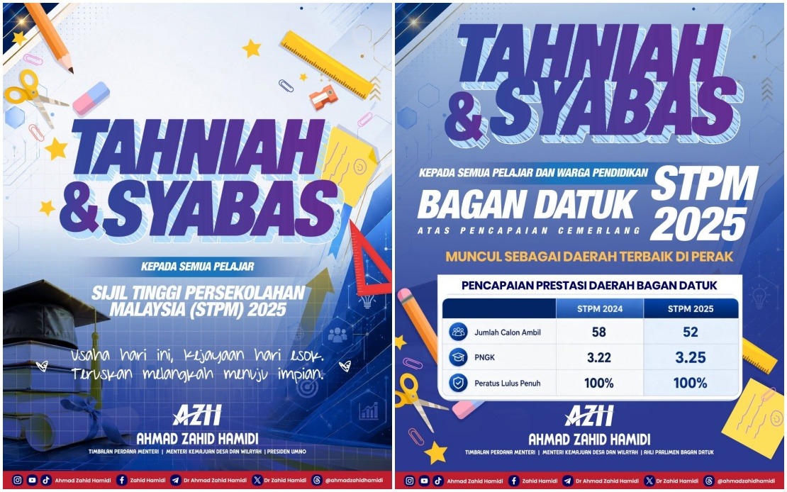 Bagan Datuk Leads Perak in STPM 2025 Results, DPM Ahmad Zahid Celebrates